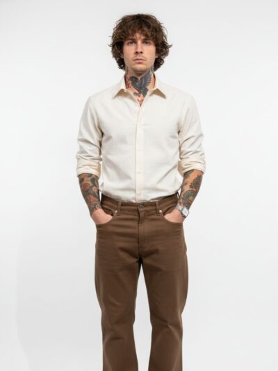 Dusty White Cotton Blend Shirt | Collector’s Edition Solid Shirt | Pehanoge