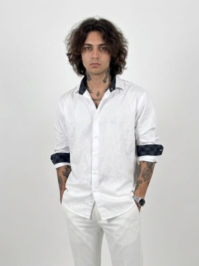Ivory Noir Shirt | Super Prime Cotton Contrast-Detail Shirt | White Signature Collection | Pehanoge