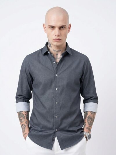 Urban Slate Cotton Blend Shirt | Collector’s Edition Solid Shirt | Pehanoge