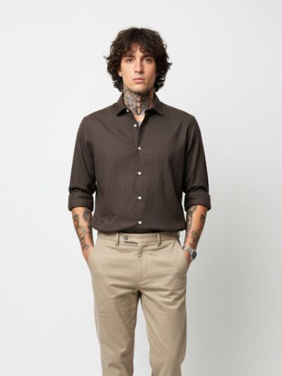 Walnut Haze Cotton Blend Shirt | Collector’s Edition Solid Shirt | Pehanoge